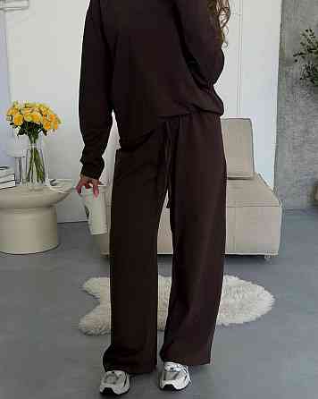 Женский стильный повседневный костюм двойка качественный турецкий кулир Шоколад Одесса