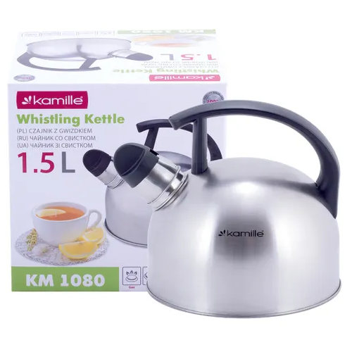 Чайник 1,5л нержавіюча сталь зі свистком з нейлоновою ручкою 1080 KAMILLE Житомир - фото 7