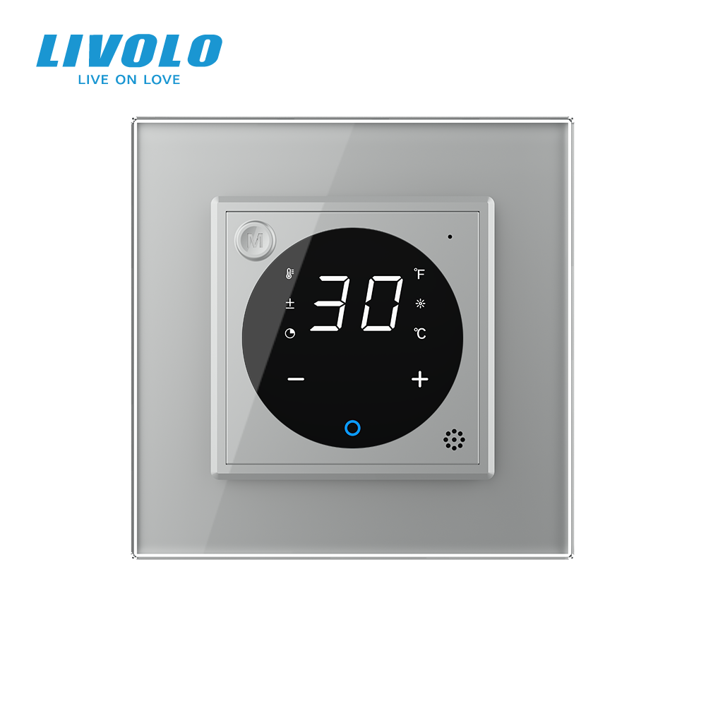 Розумний Wi-Fi терморегулятор (термостат) сенсорний програмований для водяної теплої підлоги LIVOLO, сірий скляний (VL-M7FCQ1Z2-2IP) Коломия - фото 5
