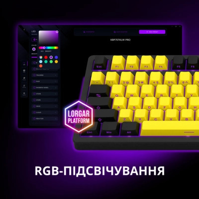 Клавіатура Lorgar KBP70TKLW Wireless TKL Mechanical Pro UA Black/Yellow (LRG-KBP70TKLW-YL-US) Вінниця - фото 6