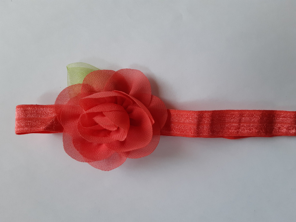 Дитяча пов'язка коралова - розмір універсальний (на резинці), розмір квітки 5,5 см Київ - фото 1