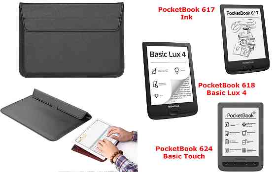 Чехол-конверт VitoCase для PocketBook 617, 618, 624, с функцией подставки для книги Черный Киев