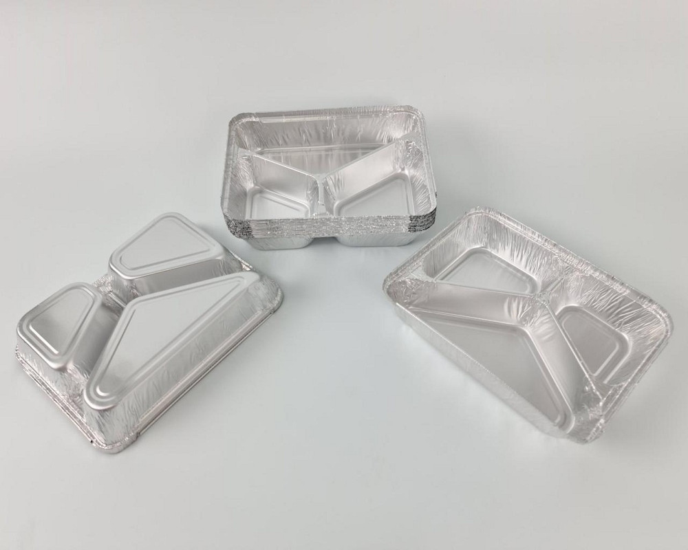 Контейнер из пищевой алюминиевой фольги прямоугольный трехсекционный  190/280/360мл M3L 100шт в упаковки (1 Харьков - изображение 4