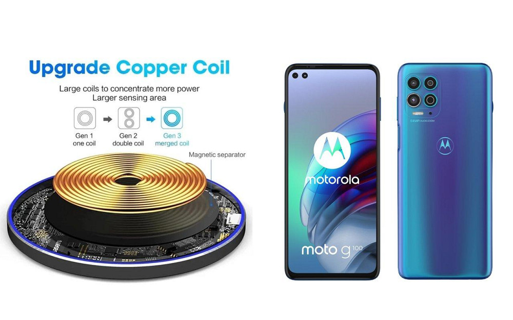 Бездротовий зарядний пристрій Copper до 30W для LG V30 V300L, LG V30+, USB-C, LED Київ - фото 2