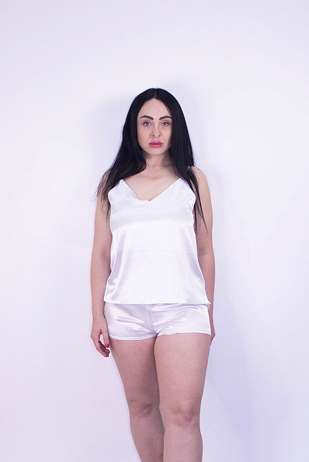 Пижама женская атласная Белый XL Харьков - изображение 1