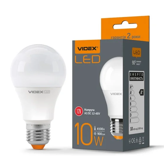 Лампа A60e 9W E27 4100К 12-48V LED Videx Житомир