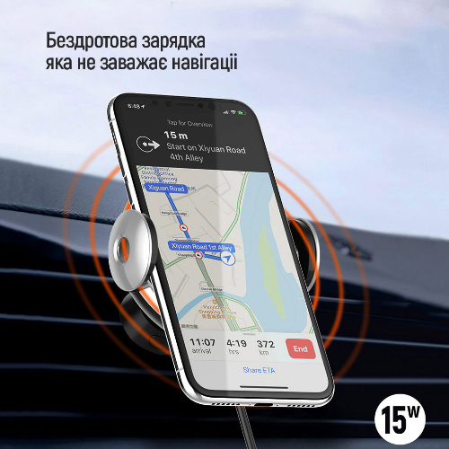 Тримач автомобільний для мобільного + БЗП 2в1 Dashboard+Air Vent ColorWay CW-CHAW039Q-BK Житомир - фото 7