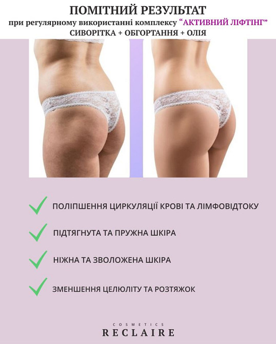 Тройной пептидный антицеллюлитный набор от растяжек Сыворотка+Обертывание+масло Reclaire cosmetics Киев - изображение 8