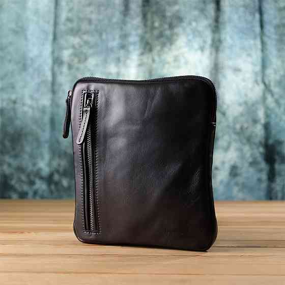 Стильная и практичная мужская сумка на плечо из натуральной гладкой кожи Черный (SHVIGEL) Киев