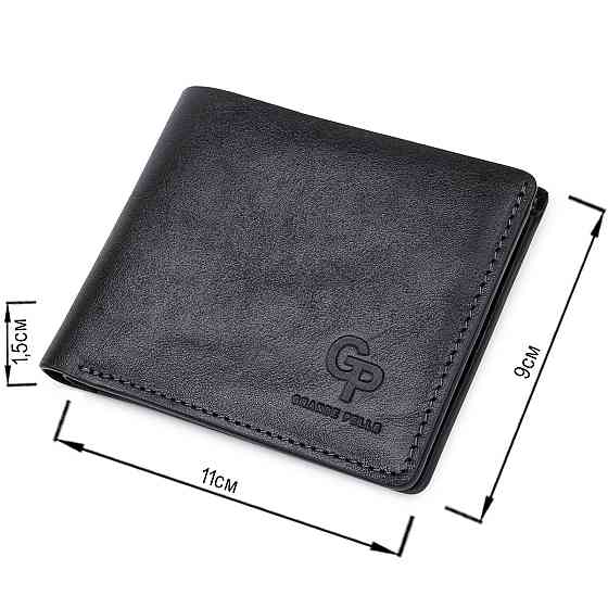 Шкіряне чоловіче глянсове портмоне GRANDE PELLE 11554 Чорний Київ