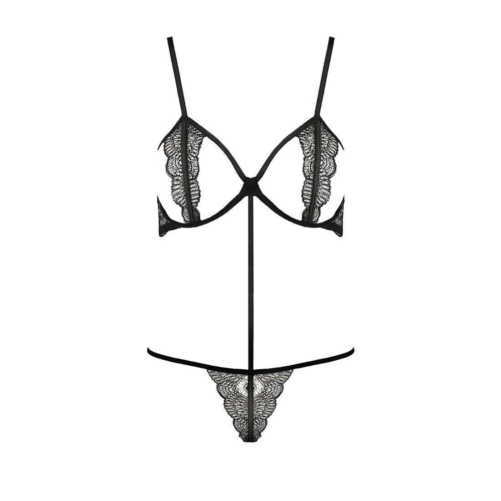 Комплект білизни Passion Exclusive QUENTRIS BIKINI S/M, black, стрінги і напіввідкритий ліф Sex Aura Київ - фото 5