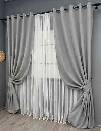 Комплект штор на люверсах VR-Textil Блэкаут двусторонний ASHEN NIGHT № 1845ш Серый 150х270 см 2 шт (37-0286) Киев