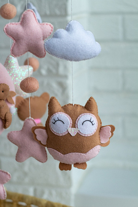 Дитячий мобіль на ліжечко для немовлят WooolyWool «Ніжність» для дівчинки Київ - фото 6