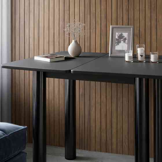 Обеденный стол раскладной LION Нота черные ножки Бетон Style 60x90/90x120 (LION-045134) Львов