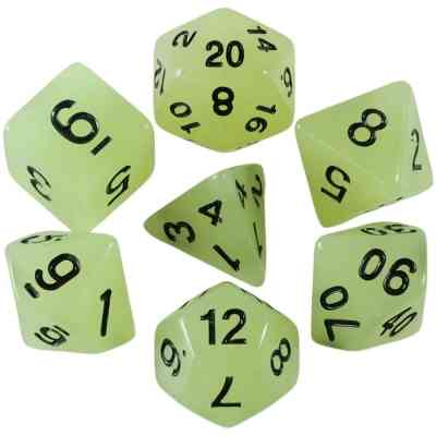 Набор кубиков для настольных игр Games 7 Days Glow in the dark 7 Dice Set - White (g7dglow05) Винница