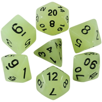 Набор кубиков для настольных игр Games 7 Days Glow in the dark 7 Dice Set - White (g7dglow05) Винница - изображение 1