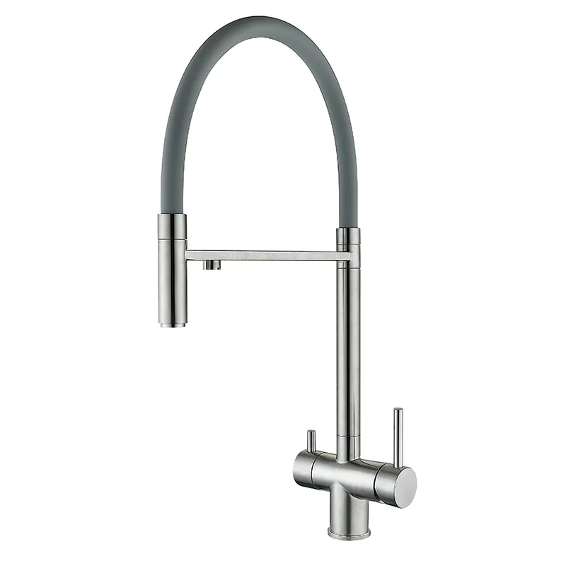 Кухонный смеситель Zerix KIT-021 Refl.Gray с гибким изливом для двух вод, нержавеющая сталь (ZX4861) Харьков - изображение 1