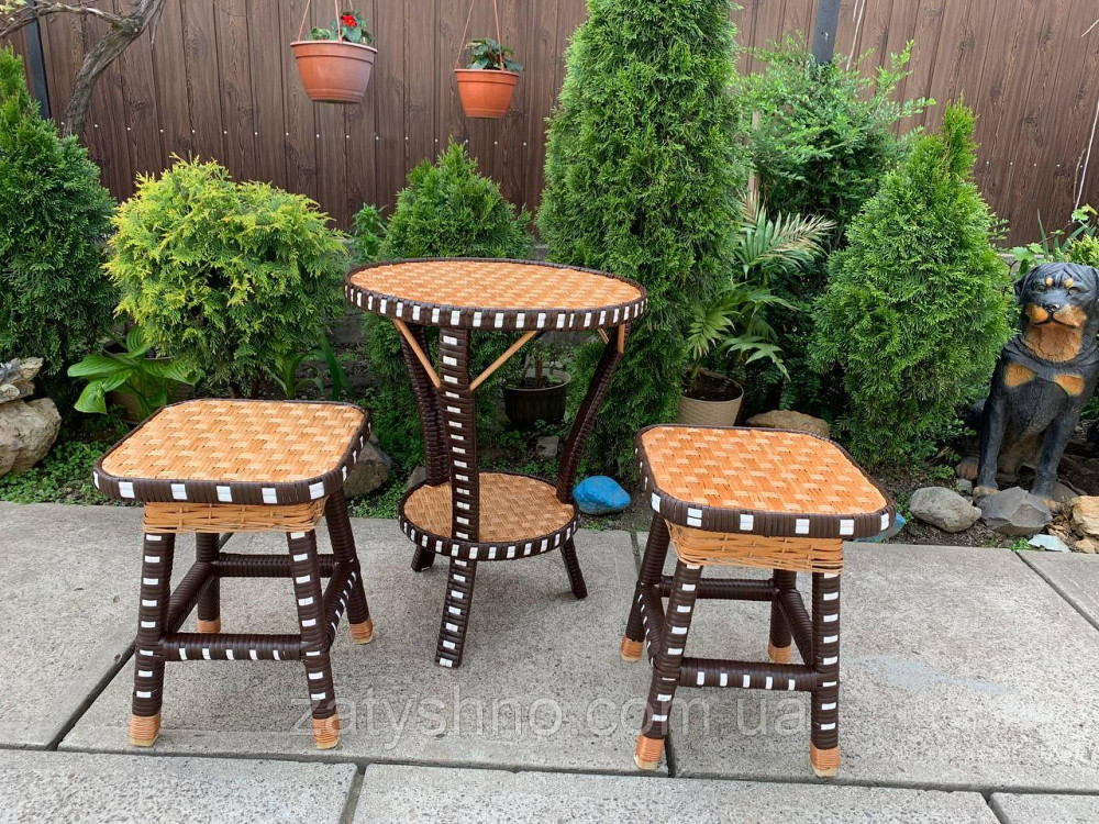 Садові плетені меблі з лози з табуретками Київ - фото 4