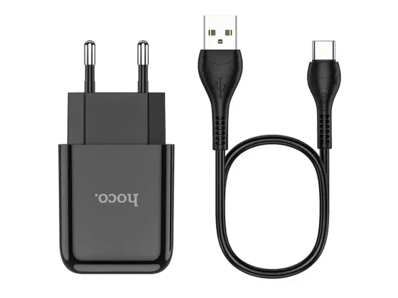 Сетевое зарядное устройство Hoco N2 Vigour 220V (10.5W, 5V/2.1A) на 1 USB-порт с кабелем USB - Type-C Одесса