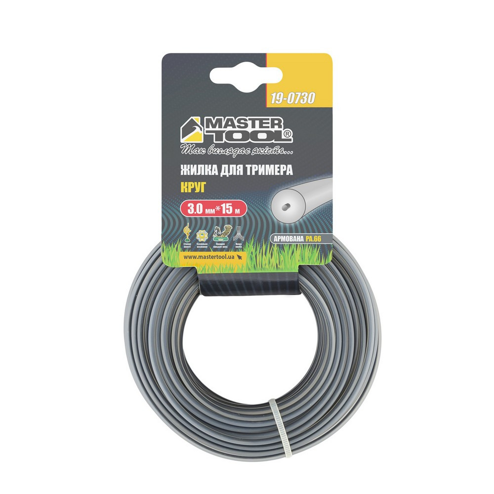 MASTERTOOL Жилка для тримера MASTERTOOL КРУГ АРМОВАНИЙ 3.00 мм 15 м 19-0730 Киев - изображение 2