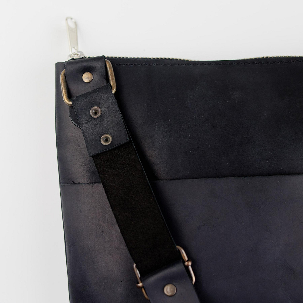 Сумка-мессенджер из натуральной кожи Crazy Horse, через плечо (Черный) Сумы - изображение 7