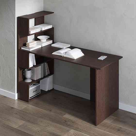 Компьютерный стол VAYS M-24 Венге Темный, письменный с полками слева, ЛДСП, 142×60×123 см – для дома, учебы, офиса Львов
