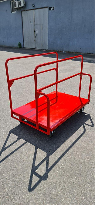 Тележка платформенная грузовая Красный 1090х750 Тележка грузовая с бортами Складская тележка Белая Церковь - изображение 9