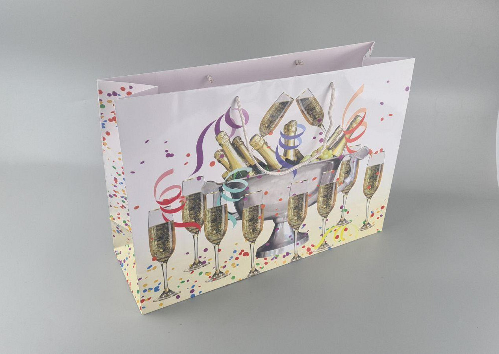 Картонные пакеты с ручками Гигант горизонтальные Новогодние  46*33*15-014 (12 шт) Харьков - изображение 1