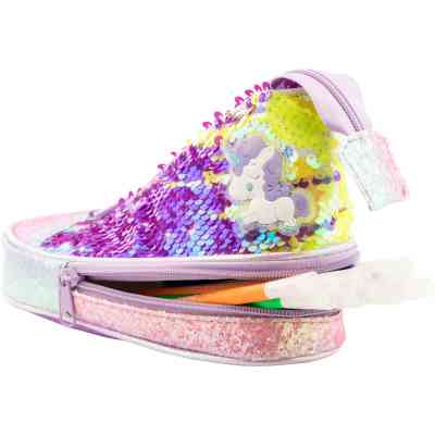 Пенал Cool For School в форме кеда с пайетками 2 отделения Фиолетовый (5987-purple) Винница