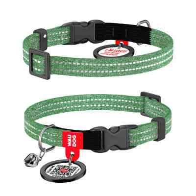 Ошейник для животных WAUDOG Re-cotton с QR паспортом, пластиковый фастекс XS зеленый (164218) Винница