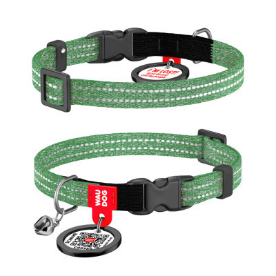 Ошейник для животных WAUDOG Re-cotton с QR паспортом, пластиковый фастекс XS зеленый (164218) Винница - изображение 1