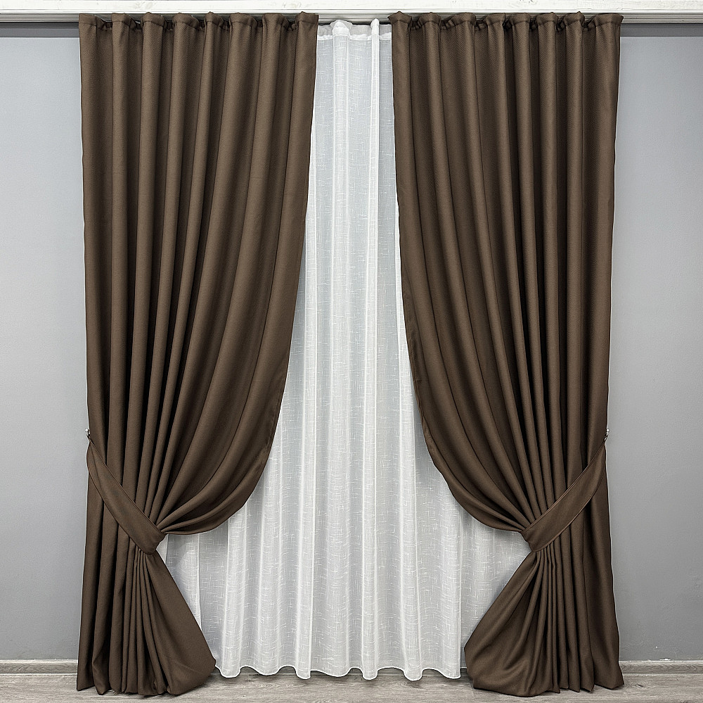 Комплект готових штор VR-Textil Рогожка TERRA LUXE № 1861ш Шоколадний 100х290 см 2 шт (31-0010) Київ - фото 2