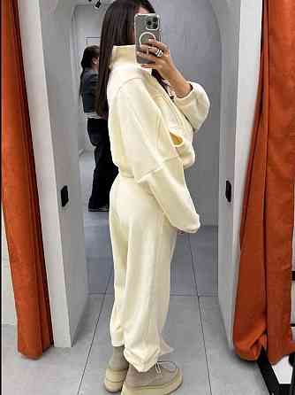 Жіночий стильний теплий флісовий костюм-двійка, двосторонній фліс-полотневий, 46/48 Одеса