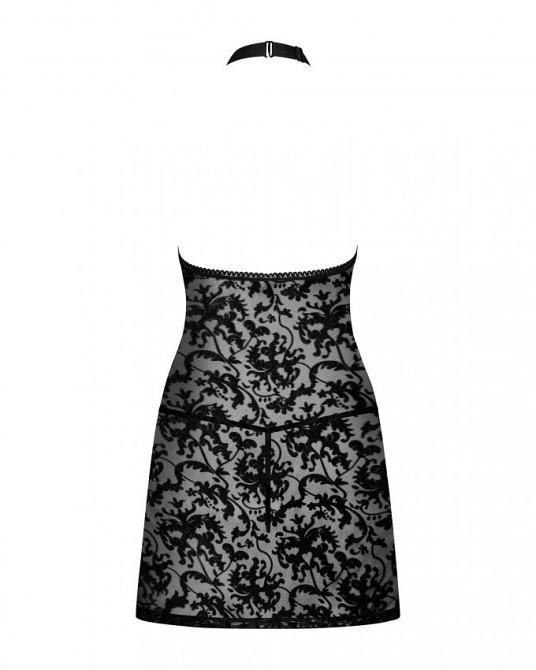 Рубашка з трусиками Obsessive Softily chemise 2XL/3XL Чорний Sex Aura Київ - фото 5