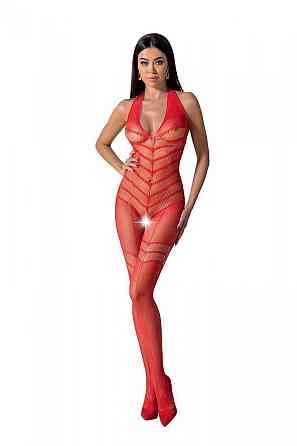 Бодістокінг з плетінням на животику Passion BS100 One Size, red, декоративний шов, з доступом Sex Aura Київ