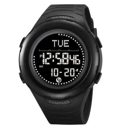 Часы мужские наручные спортивные Skmei 2166 Compass с компасом и шагомером (Черный) Винница
