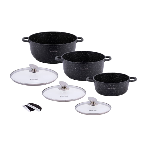 Набір каструль 7 предметів (каструлі d20см-2,3л/d24см-4,5л/28см-6,5л + прихватки) 4430 KAMILLE Житомир - изображение 4