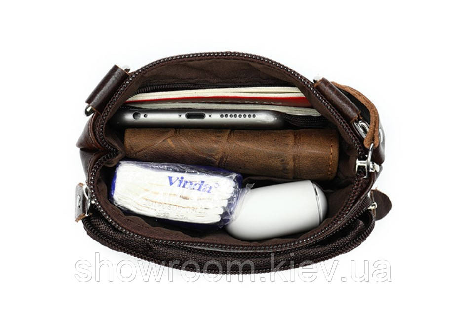 Маленькая мужская кожаная сумка Leather Collection (5042) black Киев - изображение 4