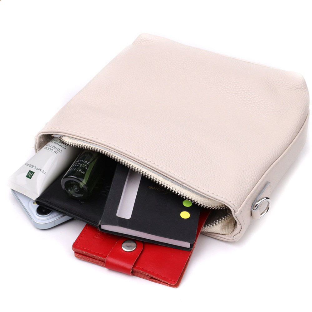 Повседневная плечевая сумка из натуральной кожи Vintage 22915 Белый Киев - изображение 8