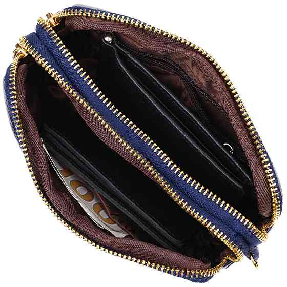 Компактний жіночий клатч на два відділення з натуральної шкіри Синій (Vintage) Київ