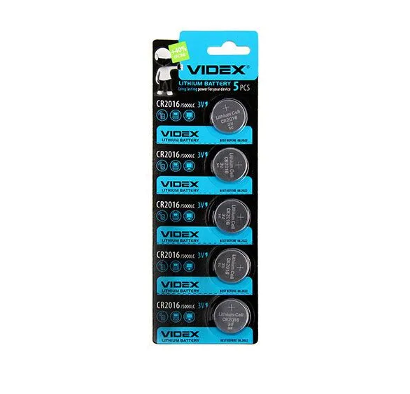Батарейка CR2016 3V Videx, 5 шт. для часов и пультов Киев - изображение 3