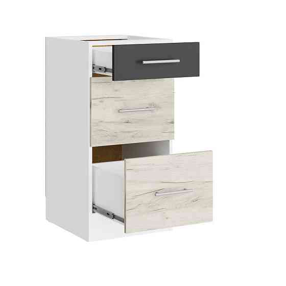 Кухонний модуль на 3 ящики Еверест Еко 400 дуб крафт білий/графіт/білий (без стільниці) 40х46х82 см (DTM-071033) Львів