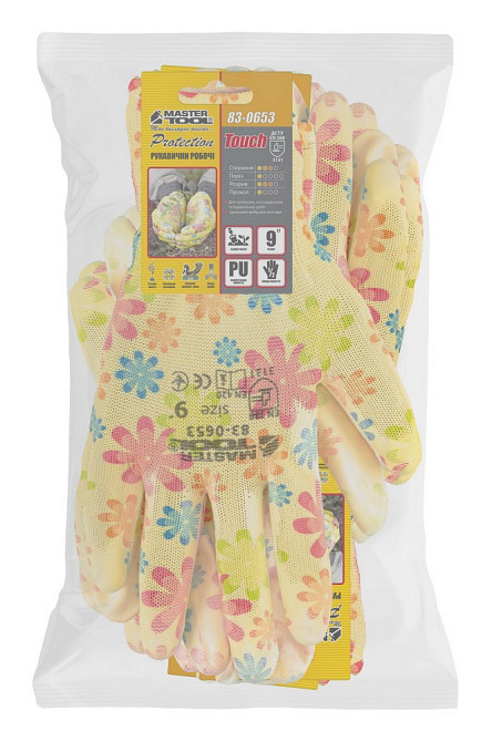 MASTERTOOL Рукавички безшовні трикотажні MASTERTOOL "Мімоза" з поліуретановим покриттям долоні Коломия - фото 4