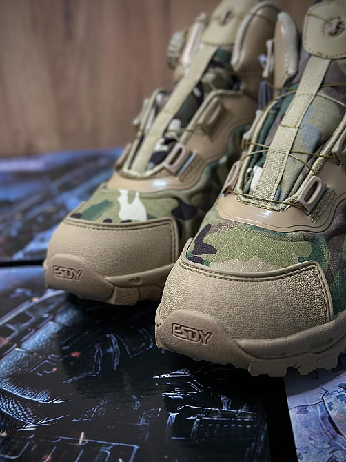 Чоловічі мультикам тактичні демісезонні черевики з автошнурком, міцне військове взуття весна-осінь Львів - фото 9