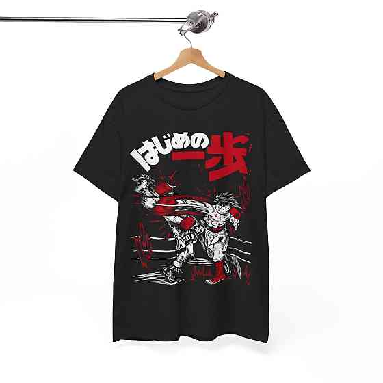 Футболка чоловіча з аніме принтом Хаджіме Но Іппо Камогава оверсайз (S/M/L) Чорний AnimeJ0470 Дніпро