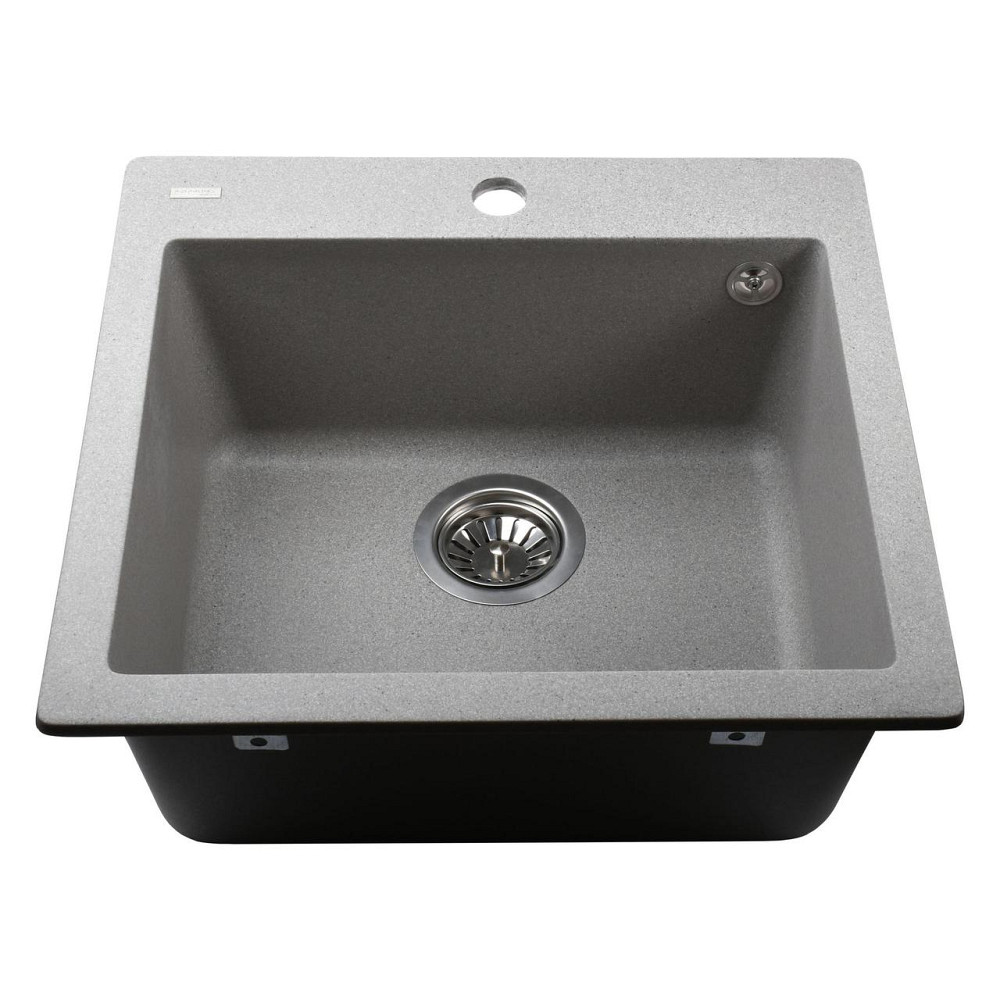 Гранітна мийка Globus Lux AOSTA сiрий камiнь 490x455мм-А0005 (000023382) Київ - фото 2