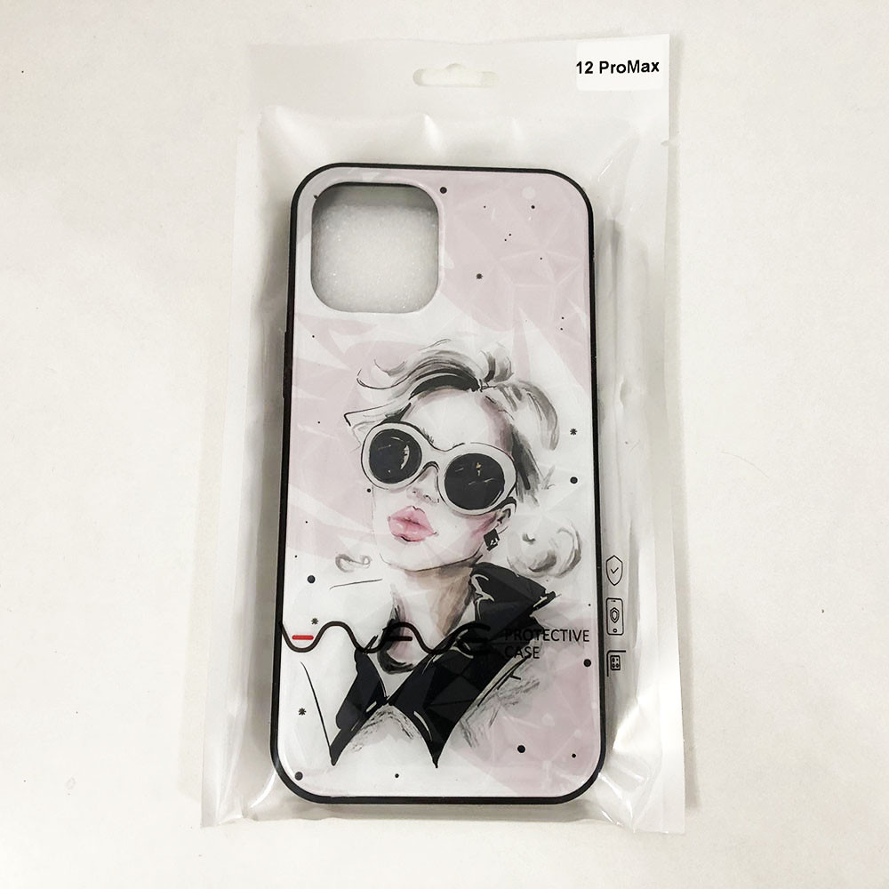Чехол для Apple Iphone 12 Pro Max девушка в очках. Цвет: розовый IE-41 Львов - изображение 1
