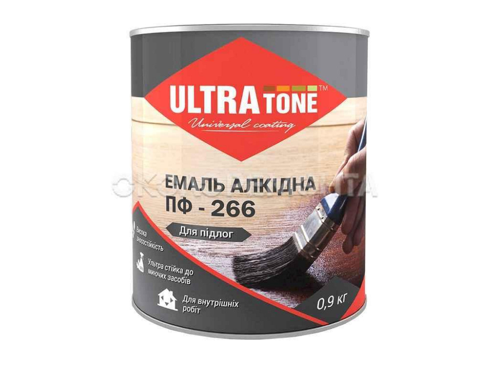 Эмаль алкидная ПФ-266 желто-коричневый 0,9кг для пола ТМ ULTRA TONE Киев - изображение 1
