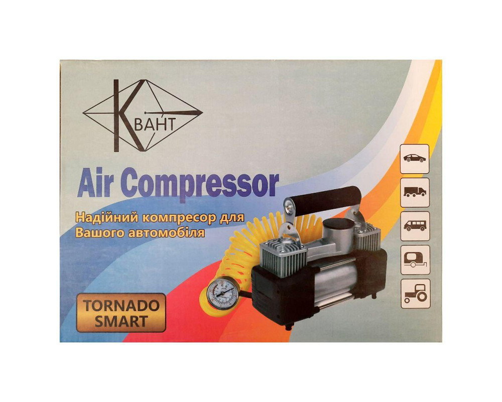 Автомобільний компресор двопоршневий КВАНТ 13004A 12В з виносним манометром Харків - фото 4