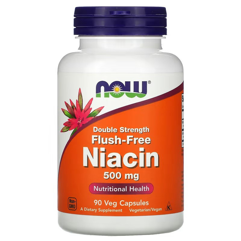 Ніацин NOW Flush-Free Niacin, Double Strength, 500 mg, 90 Veg Capsules Луцьк - фото 1